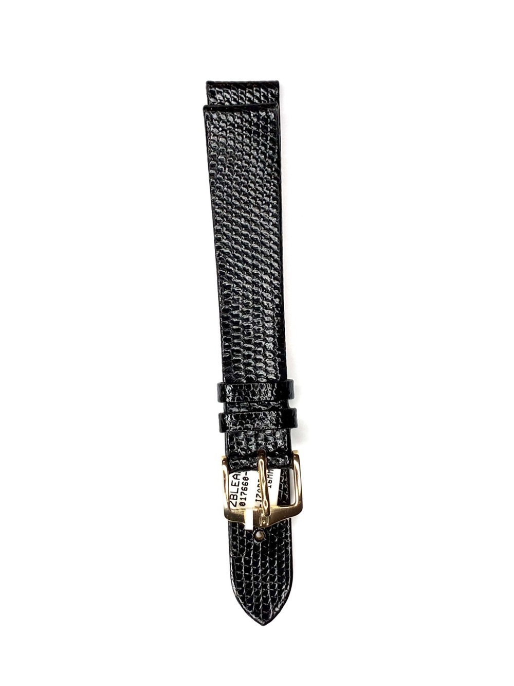 Hirsch Black Lizard Leather Watch Strap 16mm – Gold Buckle